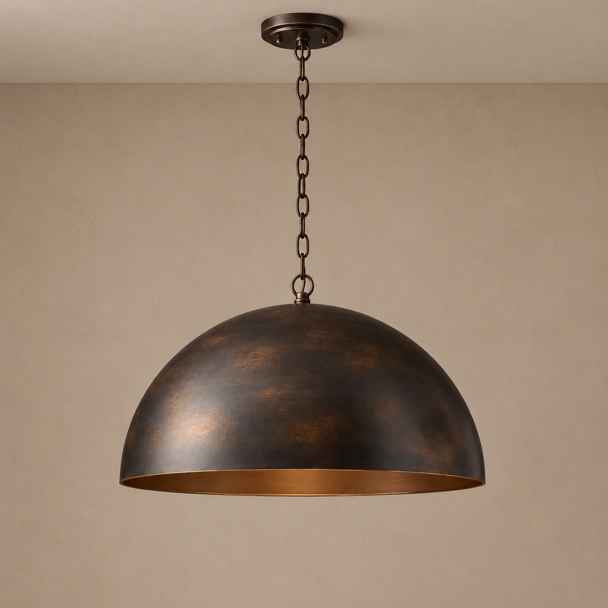 Metal Dome Pendant Black Bronze or Gold | Focused Pool of Light Five Diameters Hang in a Row Casalola Lights Luxury