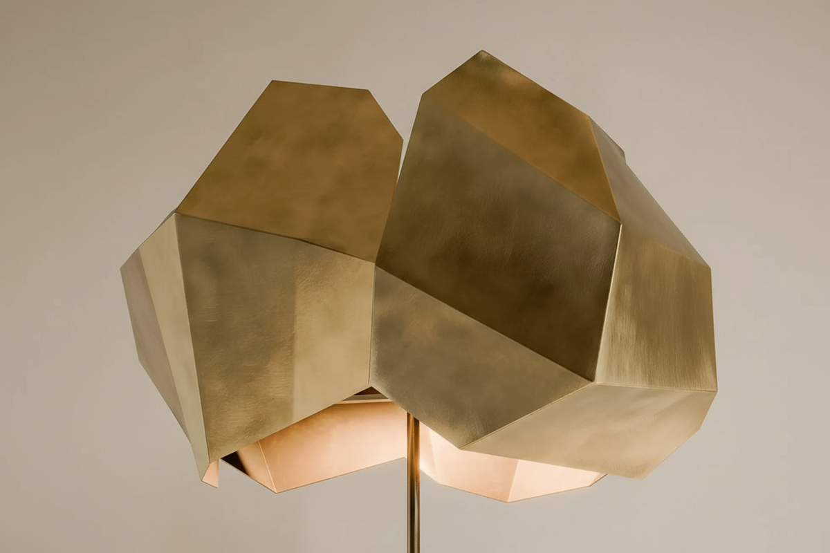 Black Patina Faceted Floor Lamp | Brutalist Entryway Sculpture 150cm Tall Wide 68cm Profile Casalola Lights Luxury