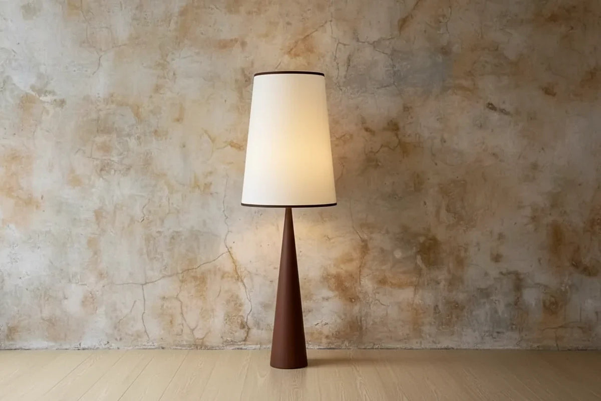 Bakelite & Wood Floor Lamp Fabric Shade | 150cm Tall Ash or Walnut E26/e27 Dimmable Option Casalola Lights Luxury Lamps