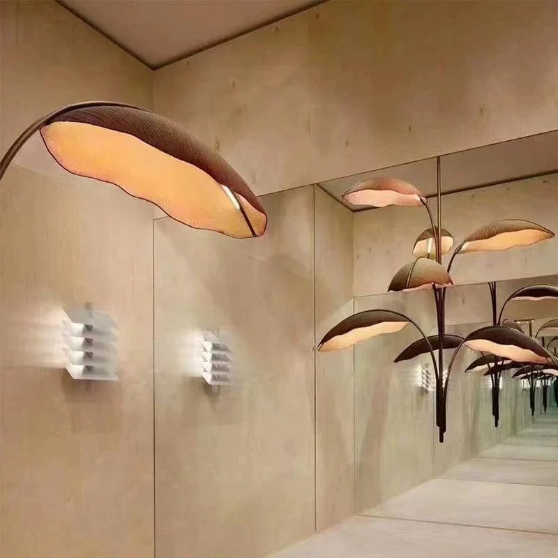 Hand Forged Brass Banana Leaf Chandelier | Modern Sculptural Pendant Lighting Statement for Dining Room & Foyer