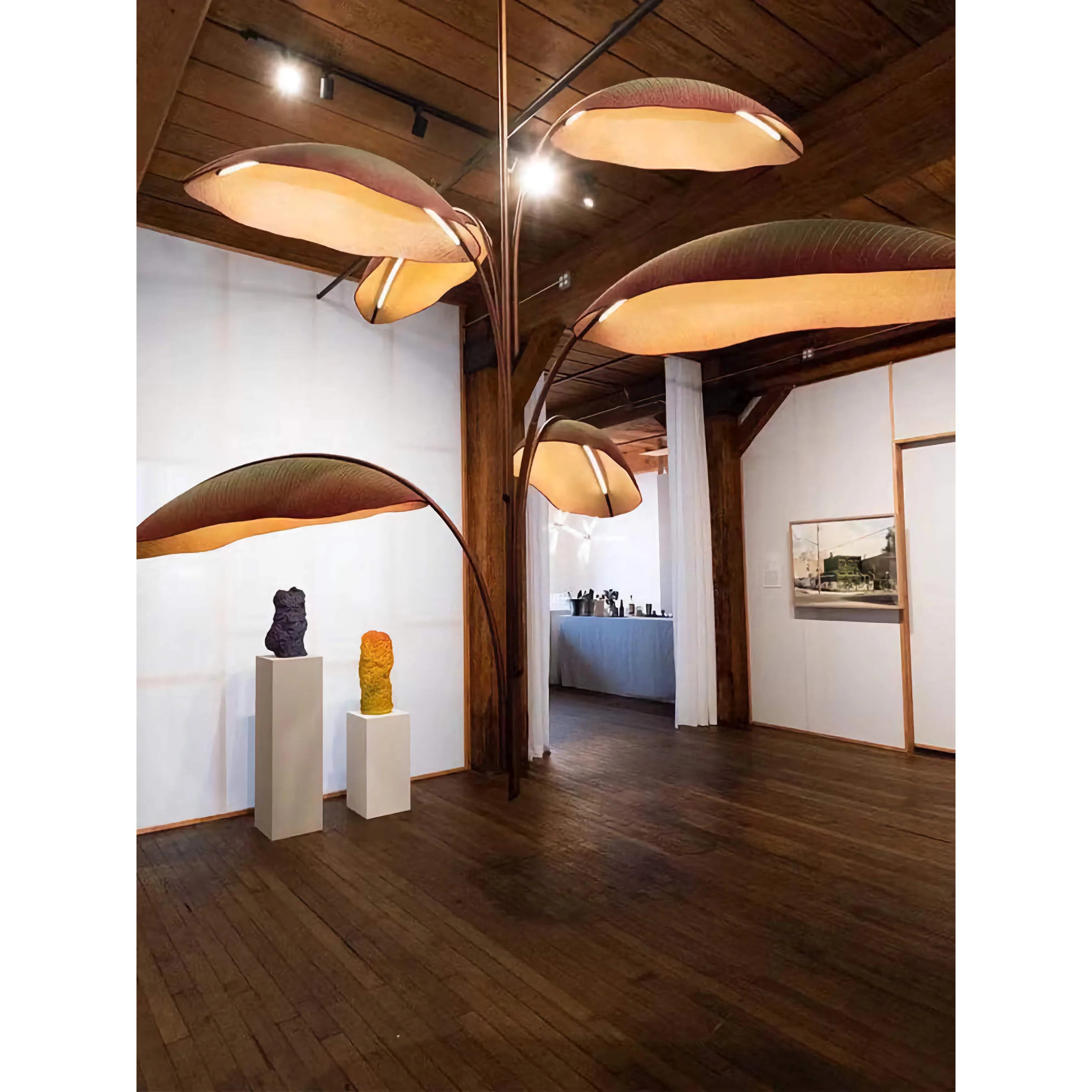 Hand Forged Brass Banana Leaf Chandelier | Modern Sculptural Pendant Lighting Statement for Dining Room & Foyer