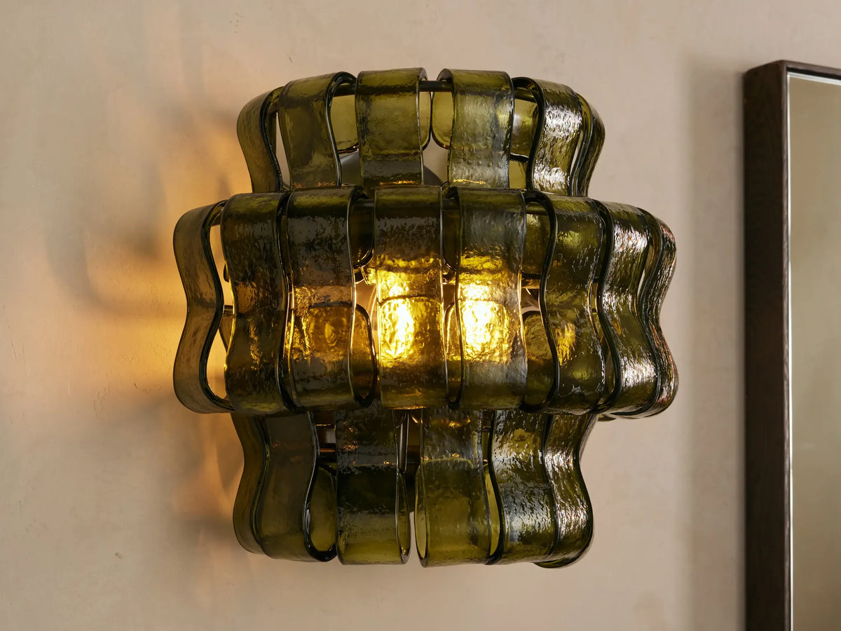 Green Textured Glass Wall Sconce | Brass | Bellatrix Casalola Lights Luxury Lamps for Interior Designers