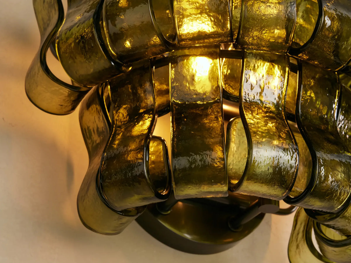 Green Textured Glass Wall Sconce | Brass | Bellatrix Casalola Lights Luxury Lamps for Interior Designers
