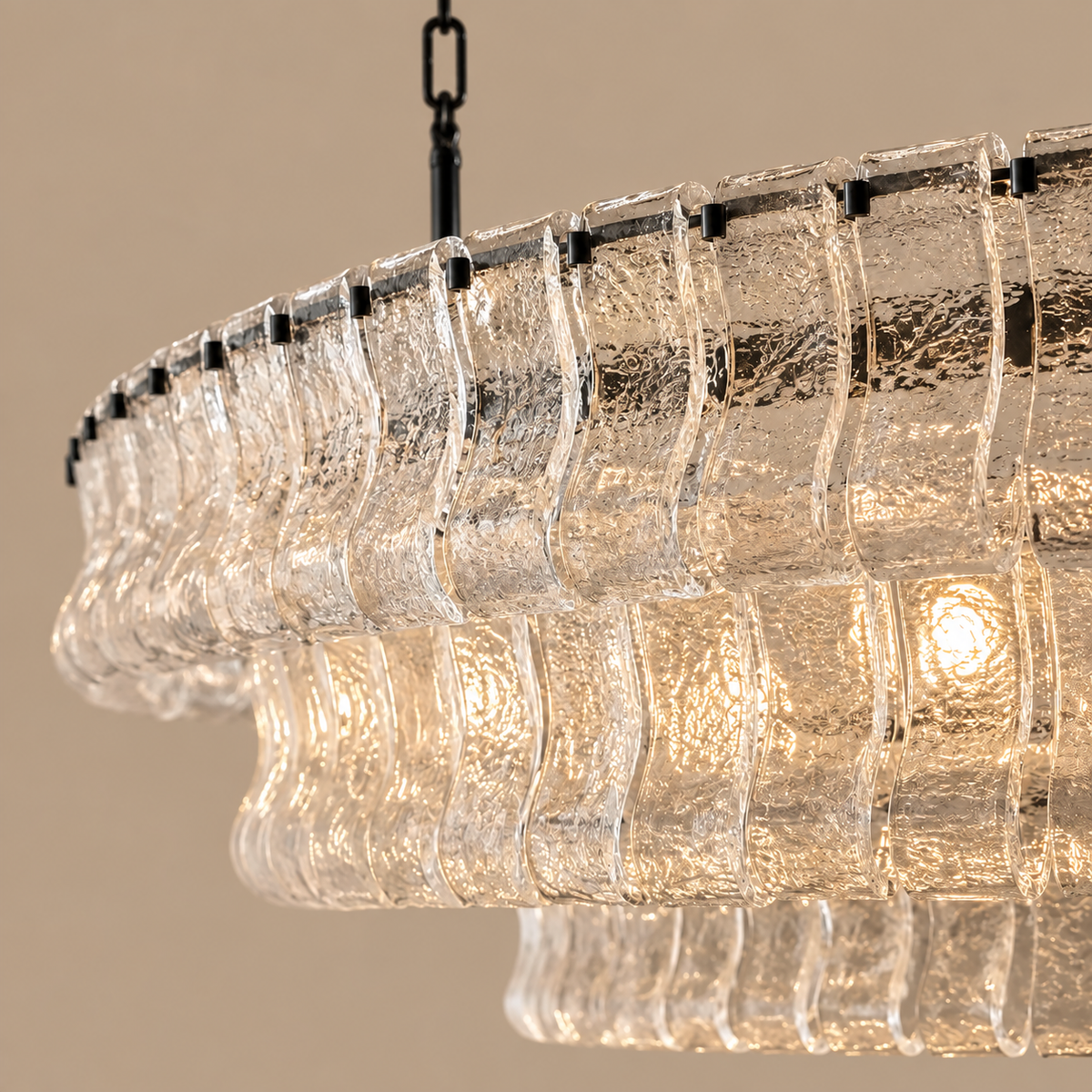 Extra Large Clear Glass Chandelier Brass Art Deco | Wide Shallow Form for a Hotel Lobby or Dining Room Casalola Lights