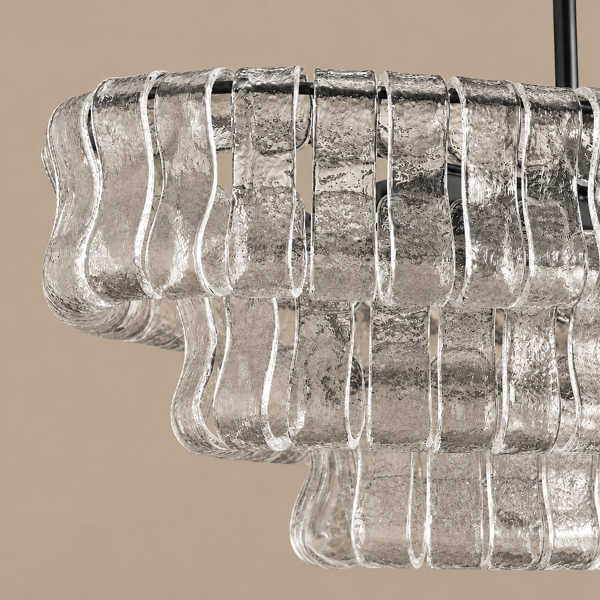 Extra Large Clear Glass Chandelier Brass Art Deco | Wide Shallow Form for a Hotel Lobby or Dining Room Casalola Lights