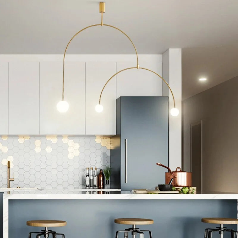 Black Arc Hanging Lights | Mobile Designer Ceiling Lamps for Dining Room Kitchen Living