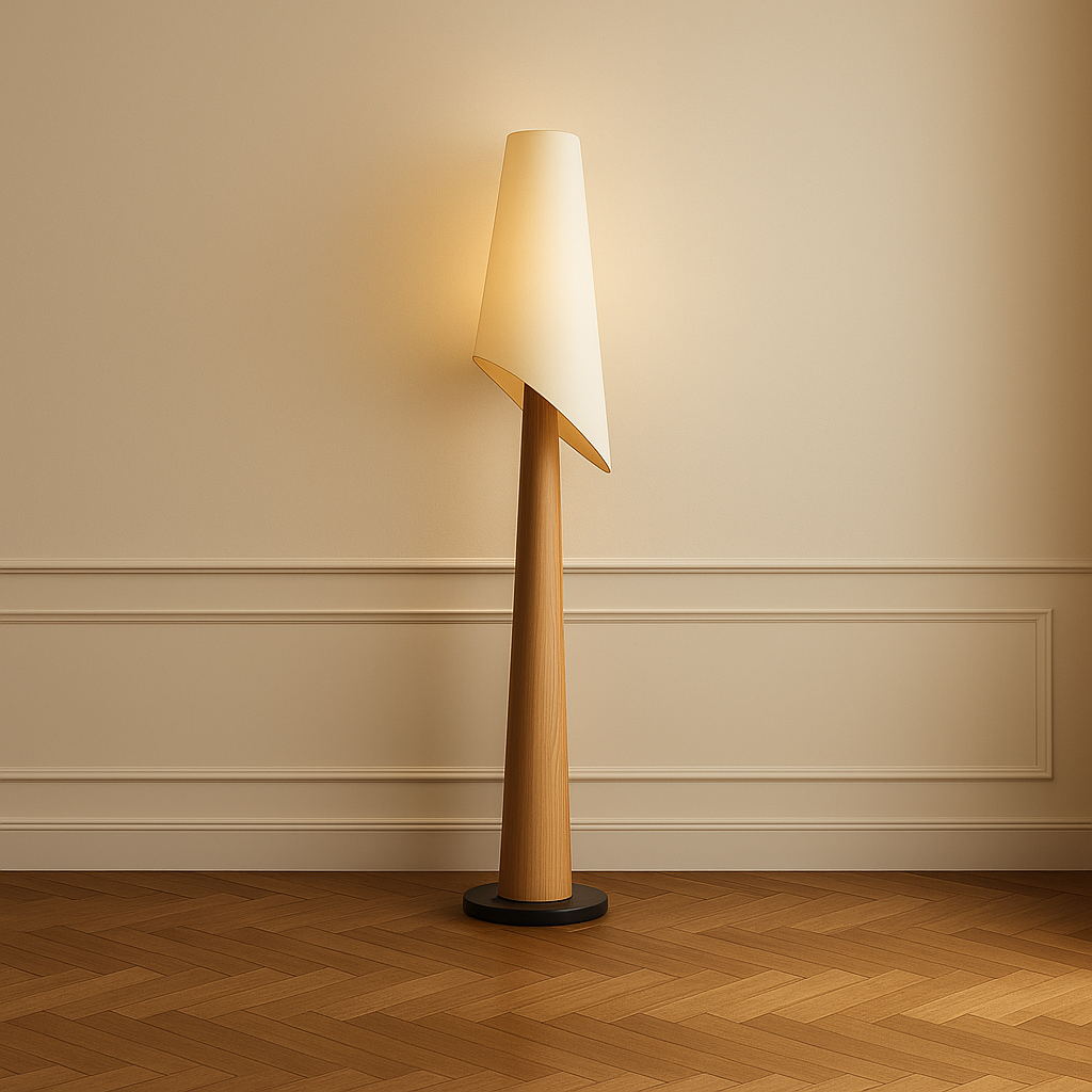 Black Ash Floor Lamp | Ebonised Wood & Tilting Linen 175cm Minimalist Living Room Casalolalights Luxury Lamps