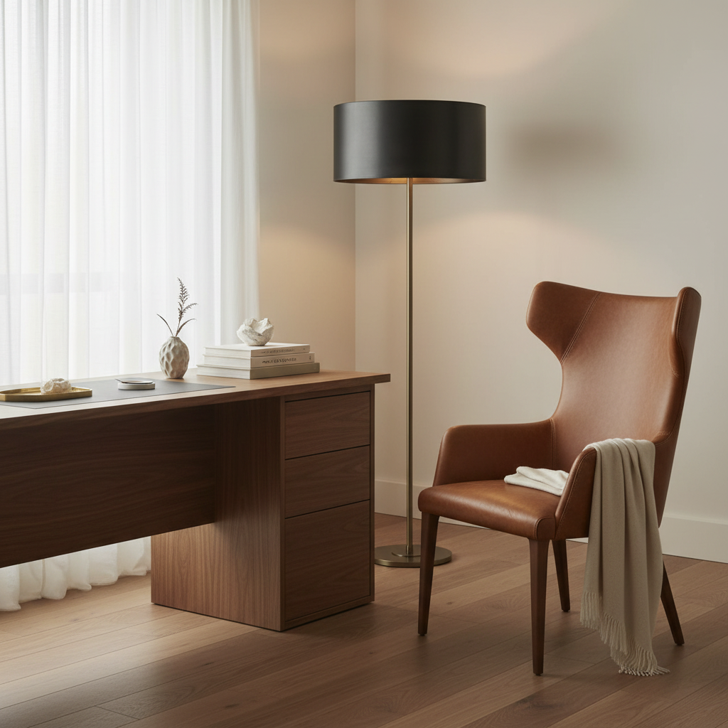 Black and Brushed Brass Floor Lamp for Living Room Study | Dimmable Led Drum Shade Modern Casalola Lights Luxury Lamps