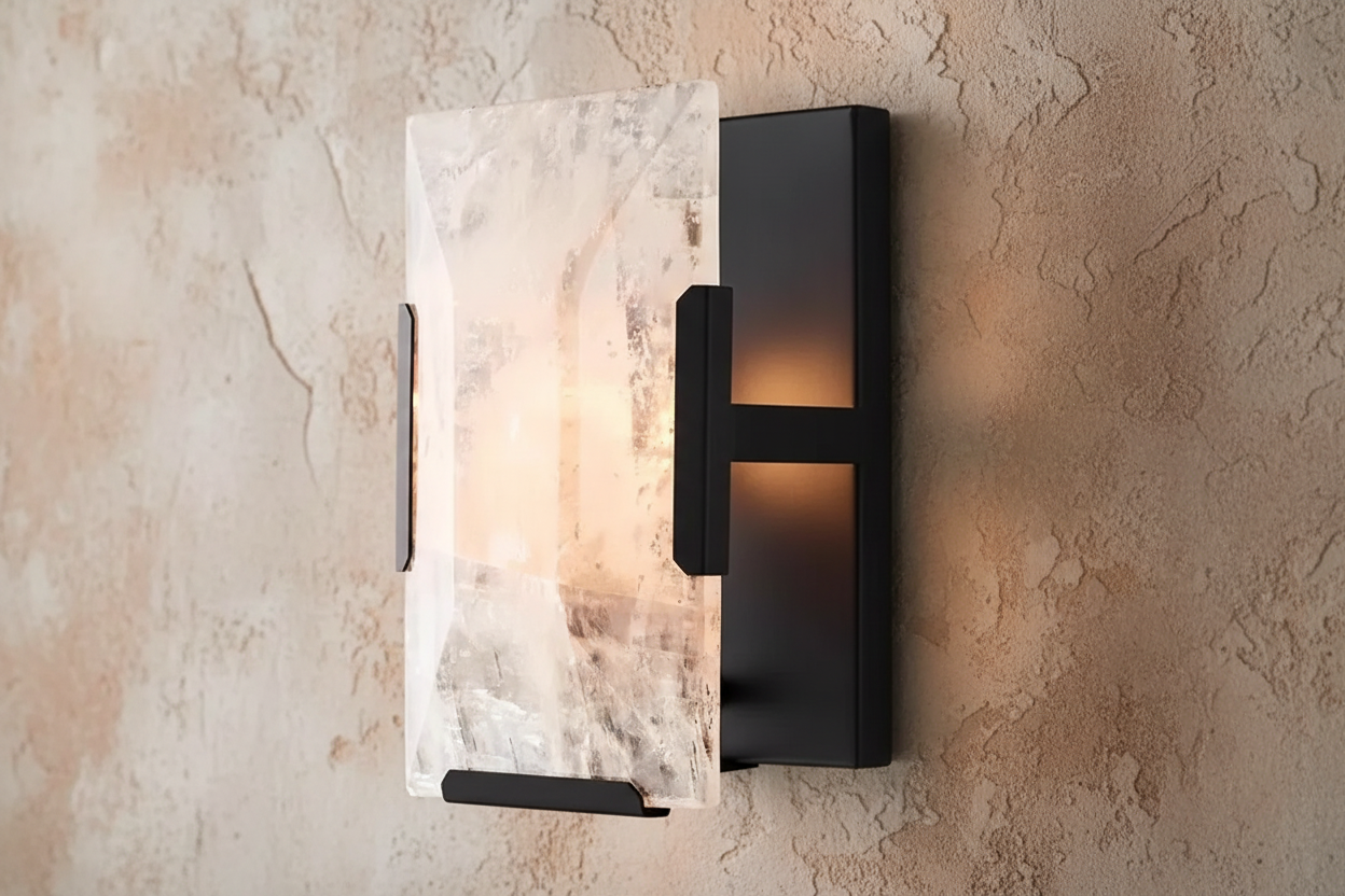 Black Vertical Calcite Wall Light for Modern Living Rooms and Entryways Casalolalights Luxury Lamps Interior Designers