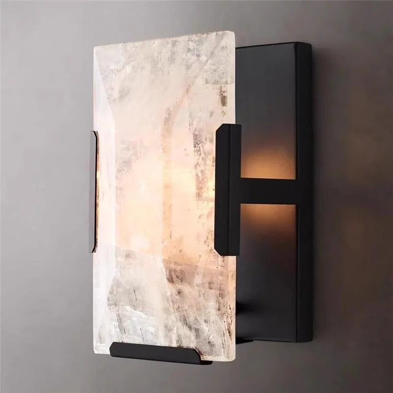 Calcite Wall Lamps for Living Room Black Finish Luxury Decor