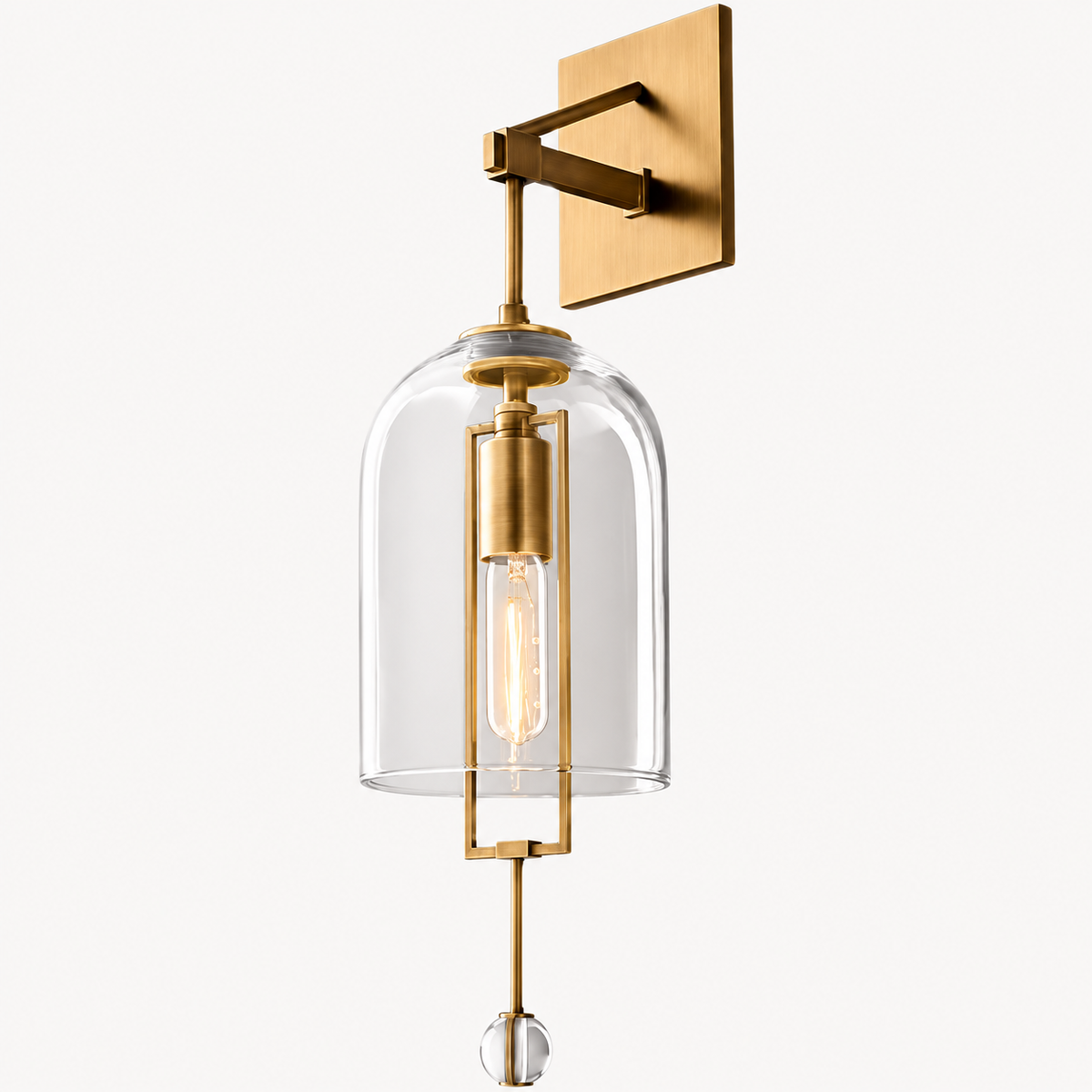 Black Glass & Copper Bell Wall Sconce 59cm | Tall Bell-jar Modern Industrial Hallway Bedroom Casalolalights Luxury