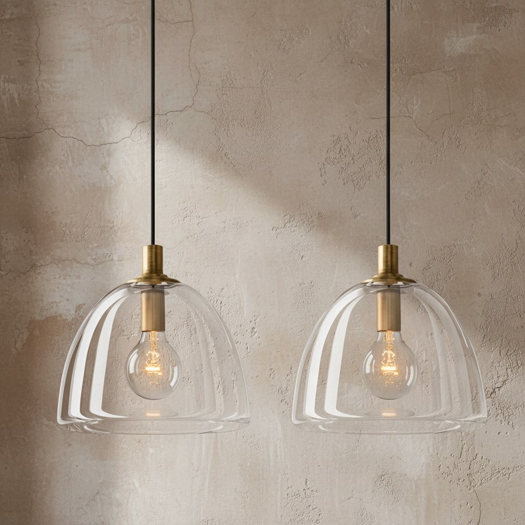 真鍮アクセント付きブラックガラスペンダントライト | CLH854WB