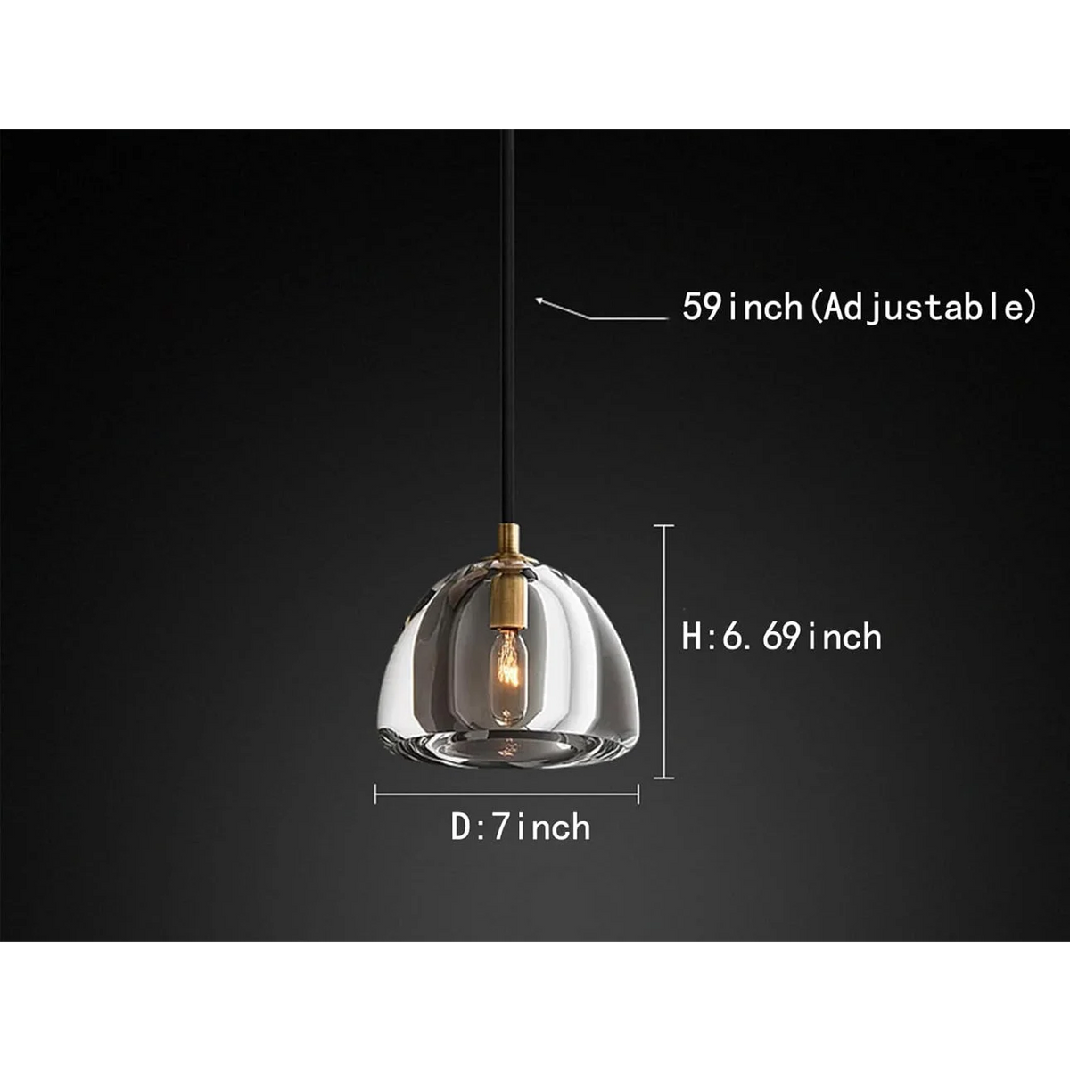 Glass Pendant Light with Brass Accents – Modern Minimalist Hanging ...