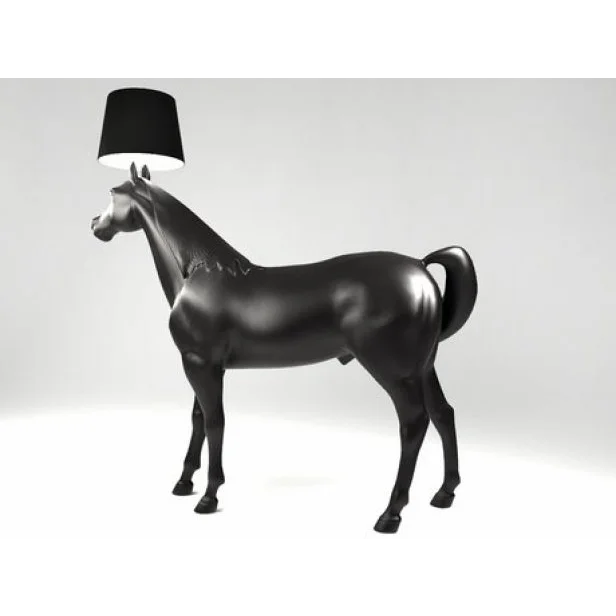 Black Horse Lamp | Designer Sculpture | Unique for Luxury Living Room Hall Offices