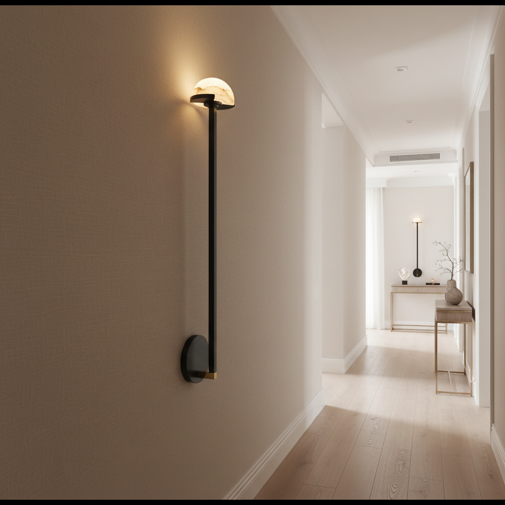 BLACK LINEAR BRASS AND ALABASTER WALL SCONCES | CL0247CH