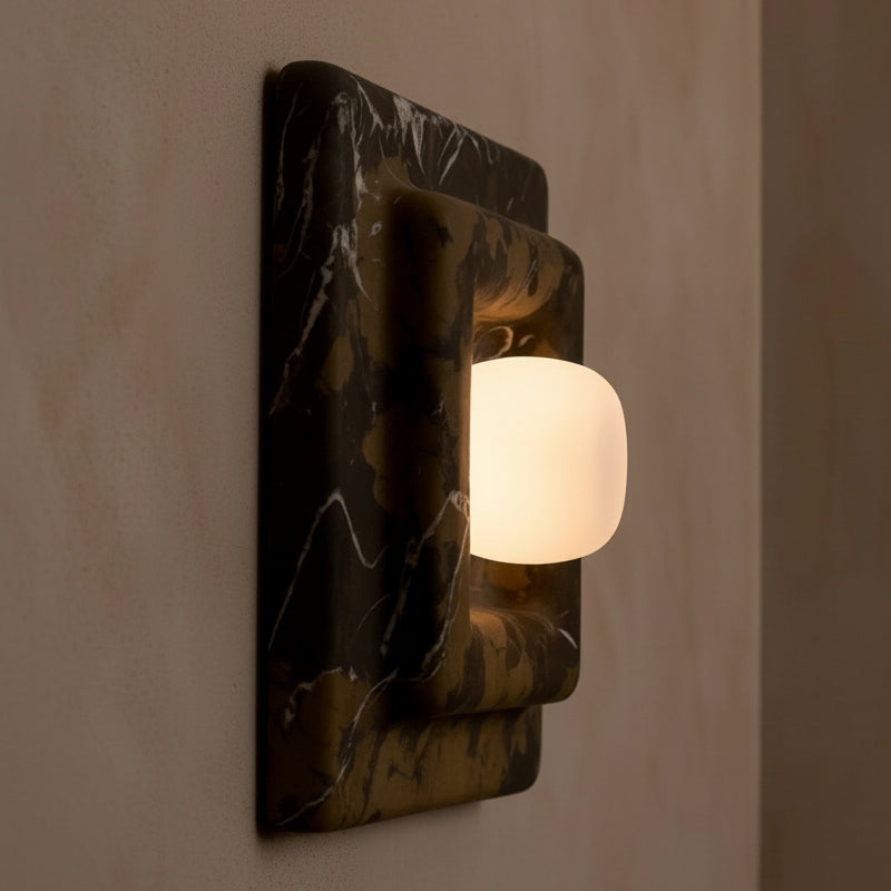 Marble Square Wall Sconce – Casalola Layered Stone Light for Bedroom & Hallway