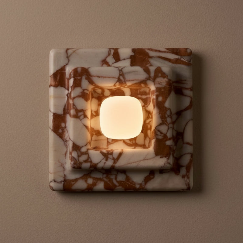 Marble Square Wall Sconce – Casalola Layered Stone Light for Bedroom & Hallway