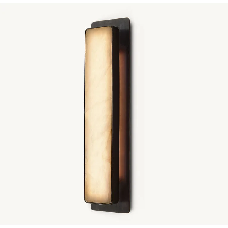 Black Marble & Copper Wall Sconce | Vertical Stone-panel Modern Industrial Hallway Bedside Casalolalights Luxury Lamps