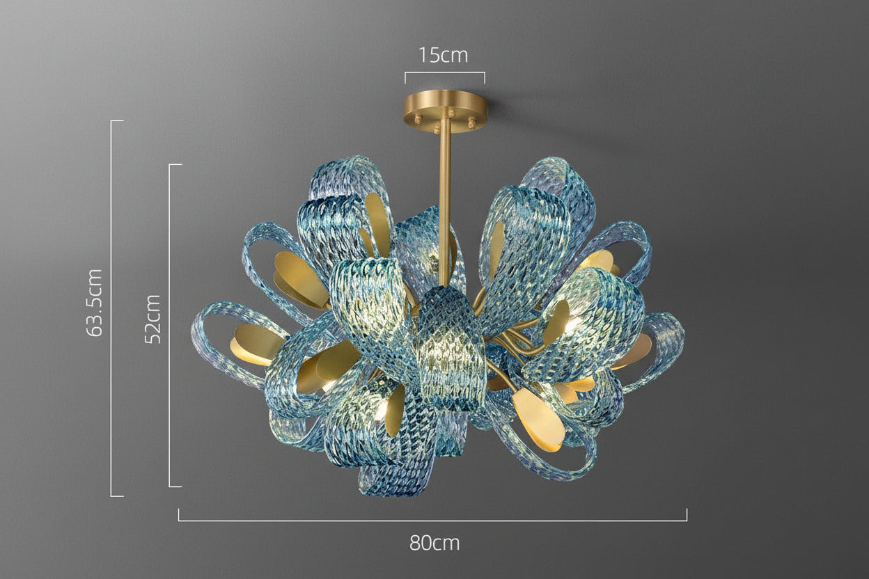 Italian Crystal Chandelier | Art Nouveau Glass and Iron Lighting for Living Dining Rooms