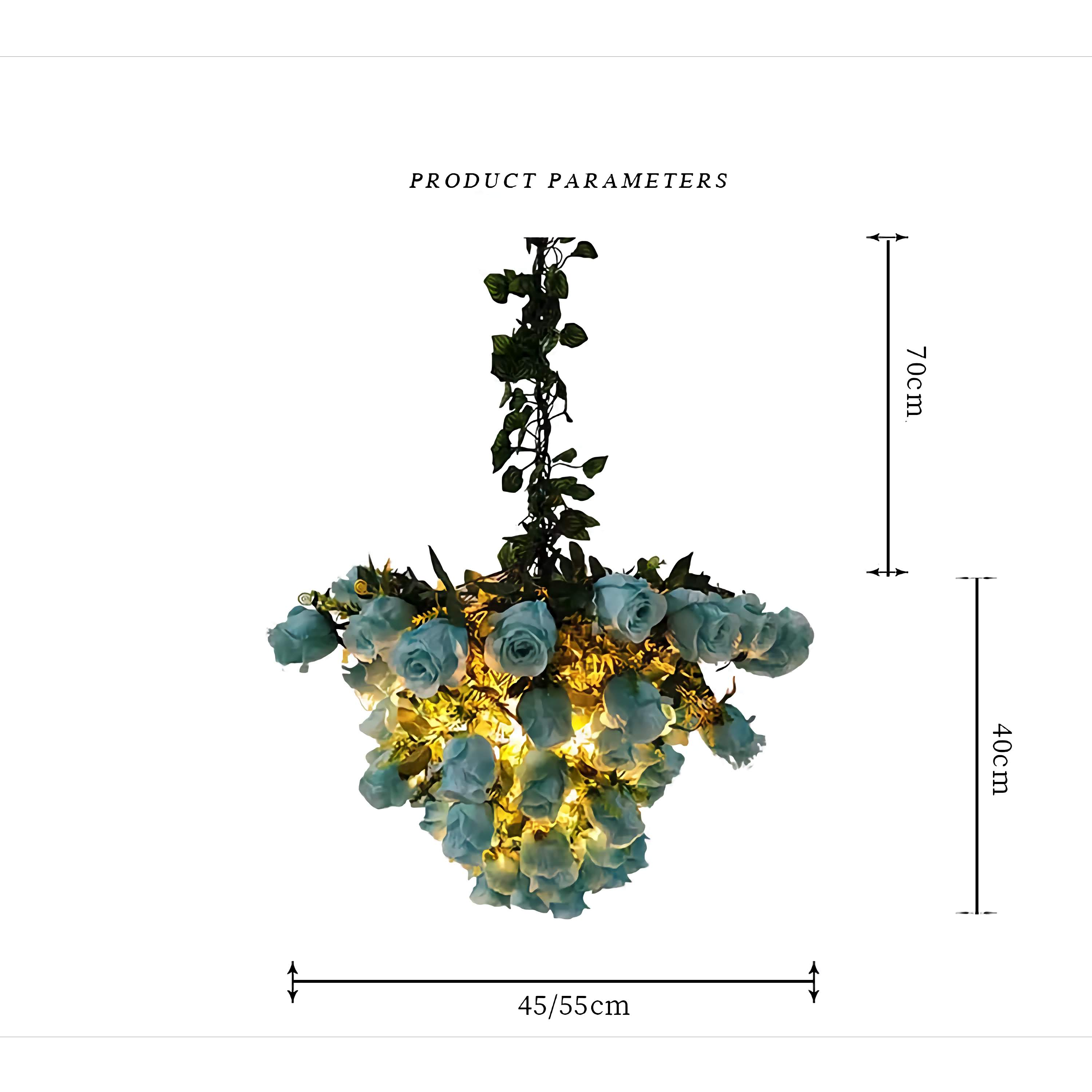 Flower Pendant Lamp | Blue Flowers Chandelier | Ceiling Light Fixture for Biophilic Design