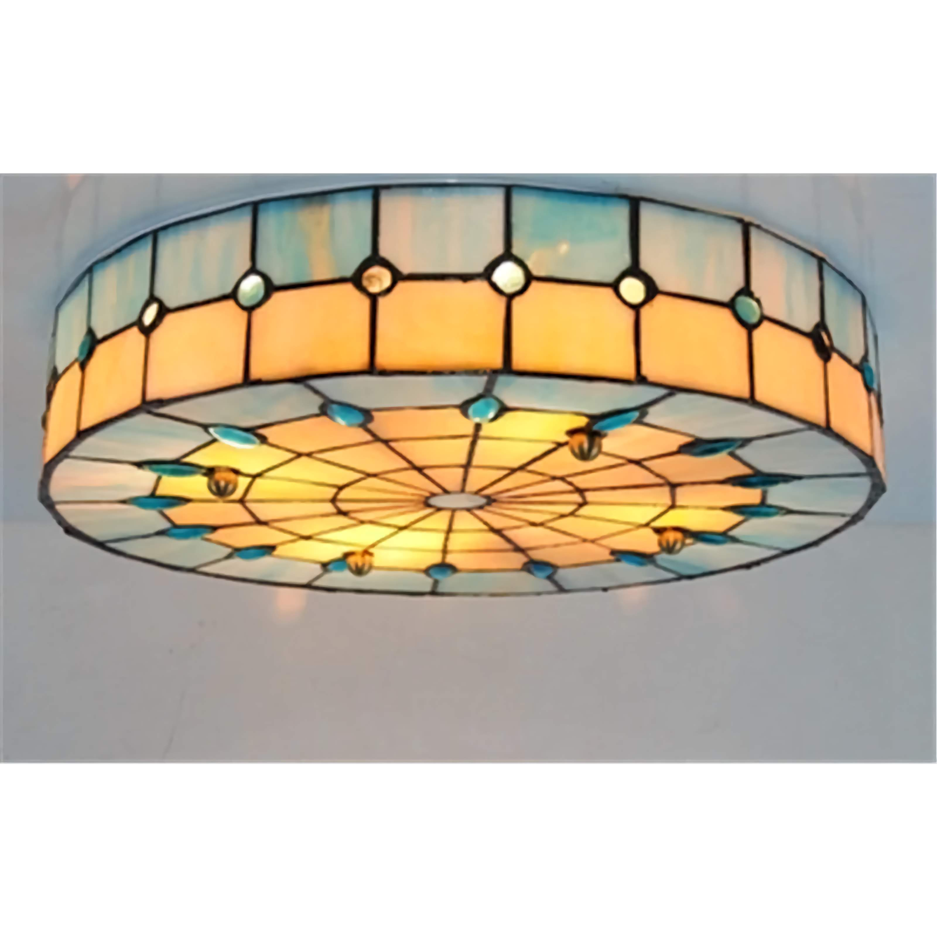 Blue Tiffany Ceiling Lamp 30-50cm | Stained-glass Art Nouveau Flush Mount Hallway Dining & Entryway Casalolalights