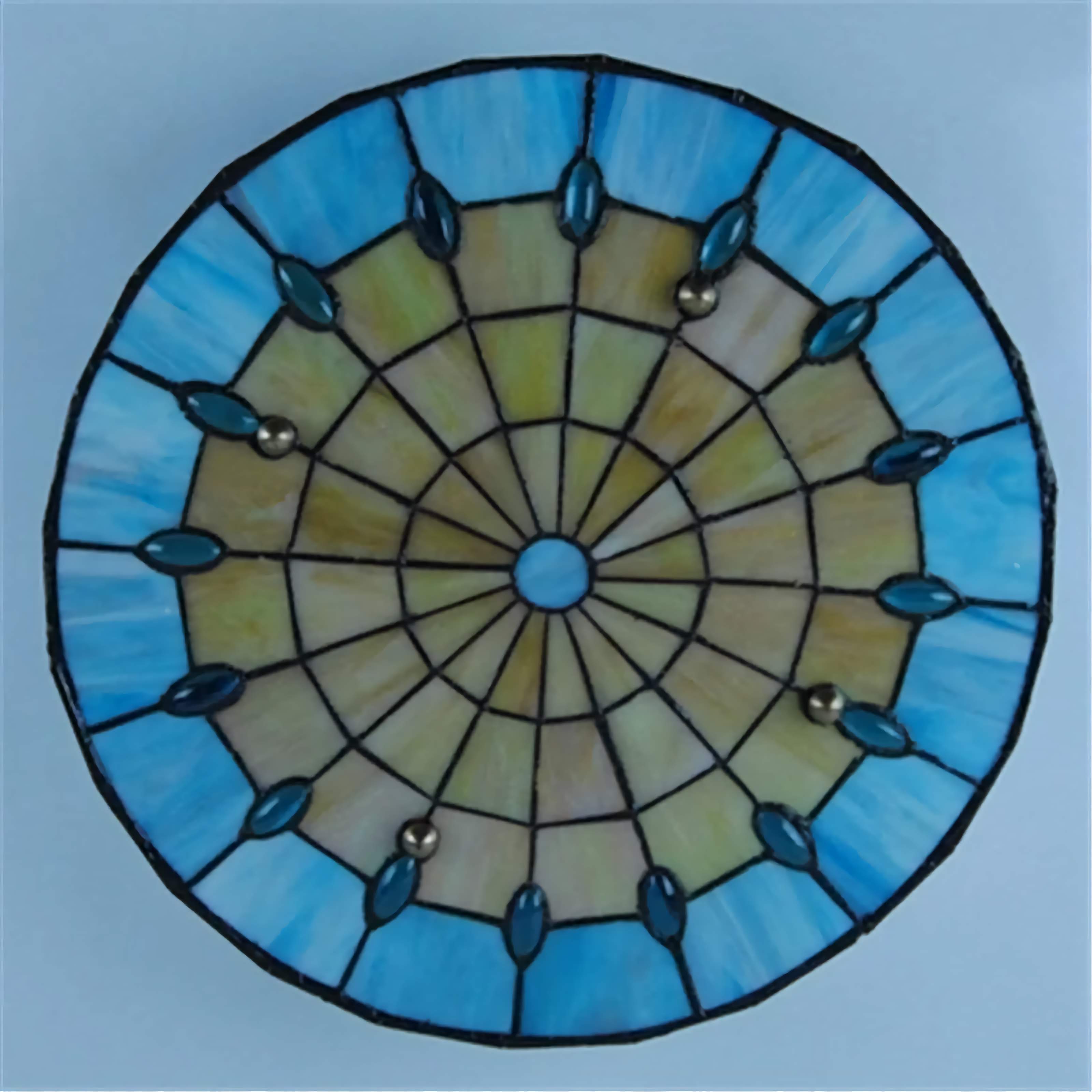 Blue Tiffany Ceiling Lamp 30-50cm | Stained-glass Art Nouveau Flush Mount Hallway Dining & Entryway Casalolalights