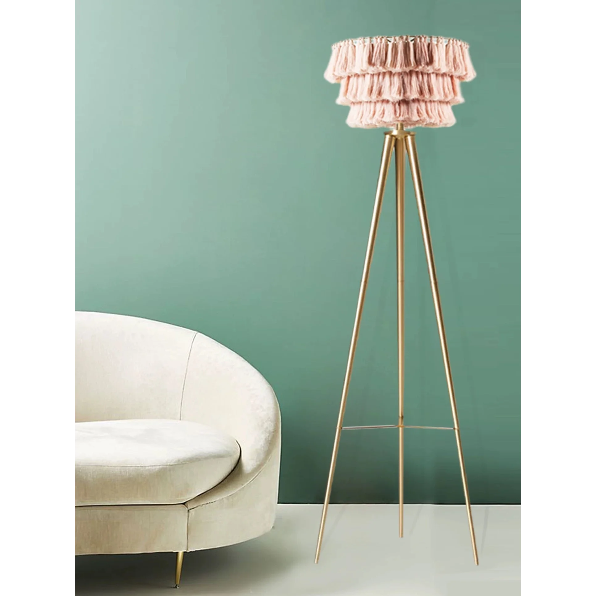 Bohemian Tassel Floor Lamp in Organic Cotton and Iron – Statement Lighting for Living Room or Bedroom