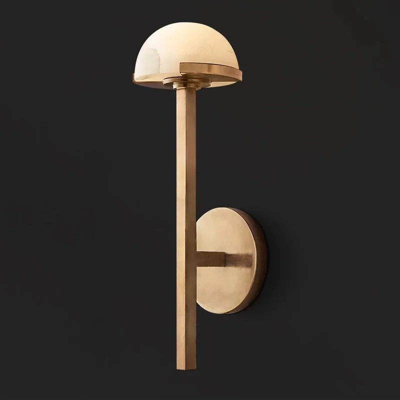 Brass and Alabaster Wall Sconce – Modern Light for Bedroom or Hallway