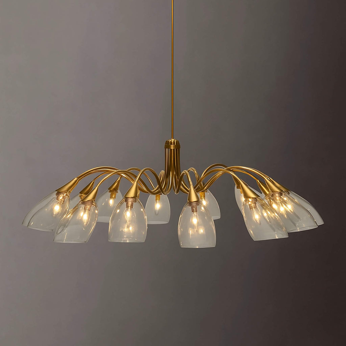 Brass Branch Chandelier | Solid & Glass-shade 56cm to 131cm Modern Sculptural Casalolalights Luxury Lamps for Interior