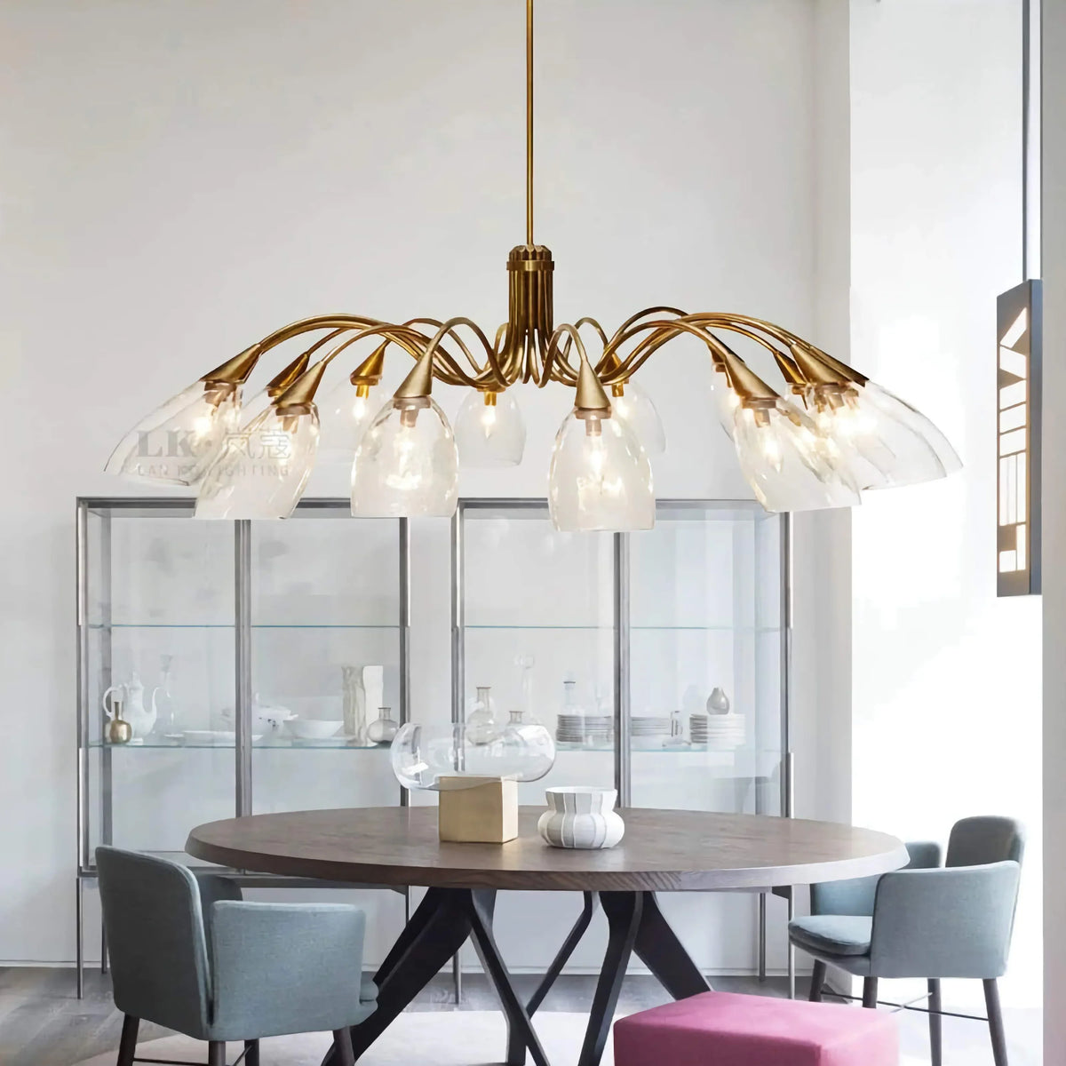 Brass Branch Chandelier | Solid & Glass-shade 56cm to 131cm Modern Sculptural Casalolalights Luxury Lamps for Interior