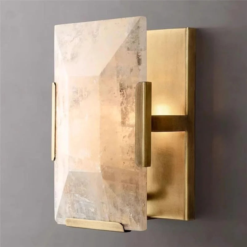 Modern Calcite Wall Sconce with Copper Frame for Hallways & Bathrooms Casalolalights Luxury Lamps Interior Designers