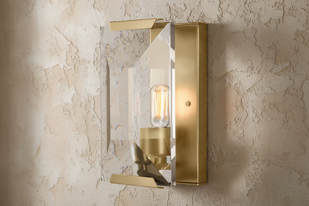 Modern Crystal Wall Sconce with Copper Frame for Hallways & Bathrooms Casalolalights Luxury Lamps Interior Designers