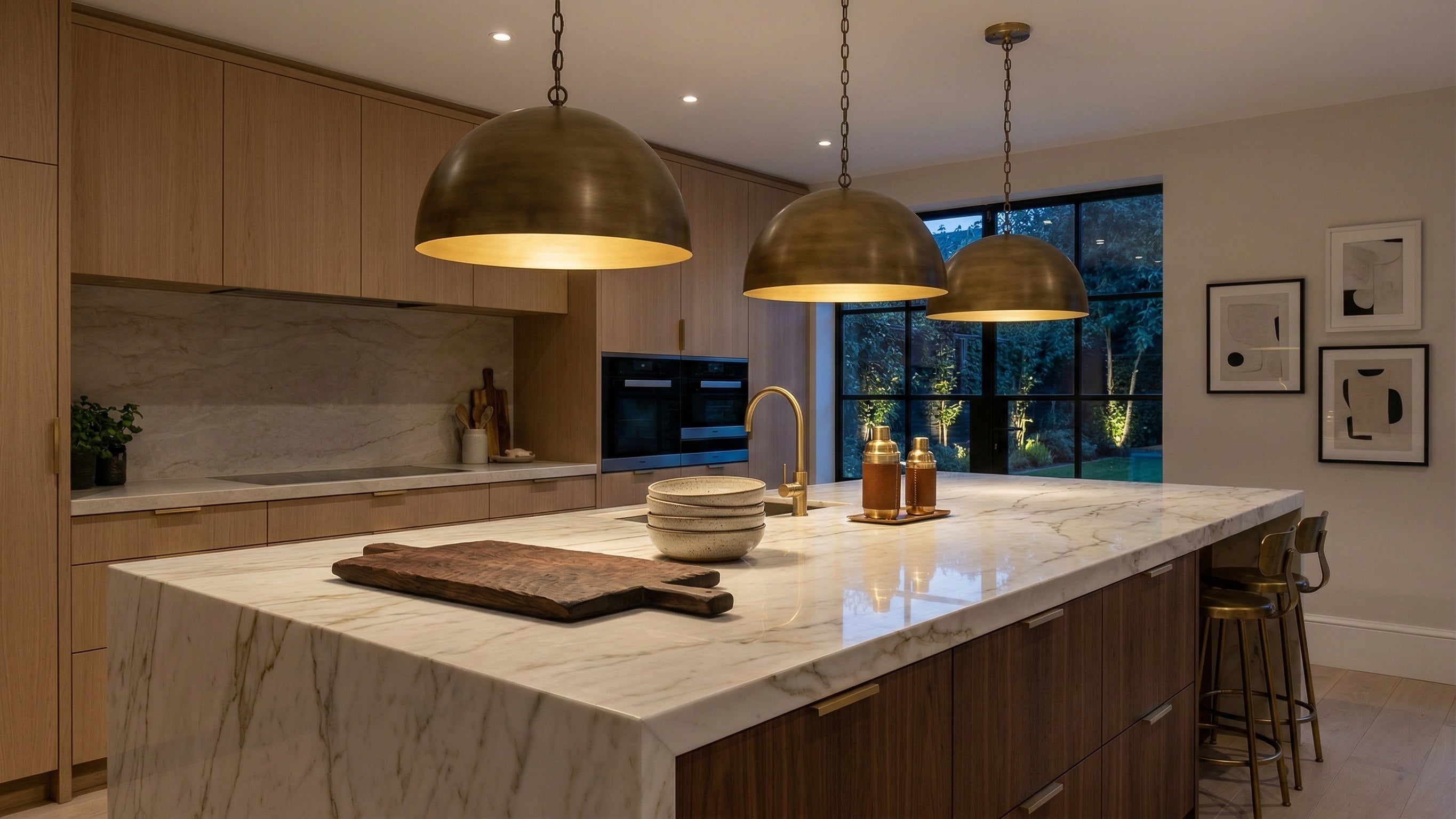 Solid Brass Dome Pendant Light | Mid-century Modern Wabi-sabi Style | Oversized Antique Gold Finish | Casalola Lights