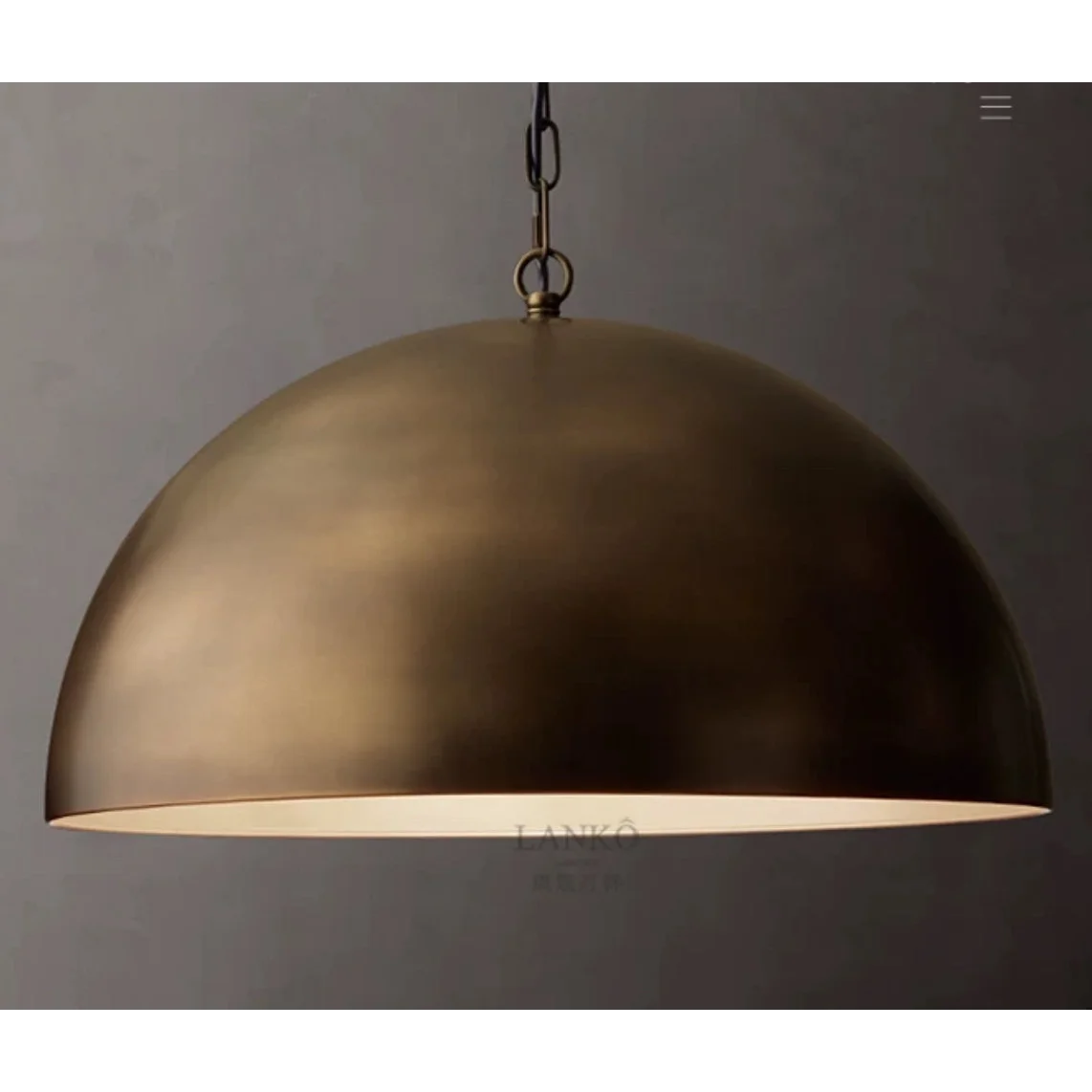 Dome Brass Pendant Light | Luxury Kitchen Island Lighting for Vintage Industrial Modern Interiors