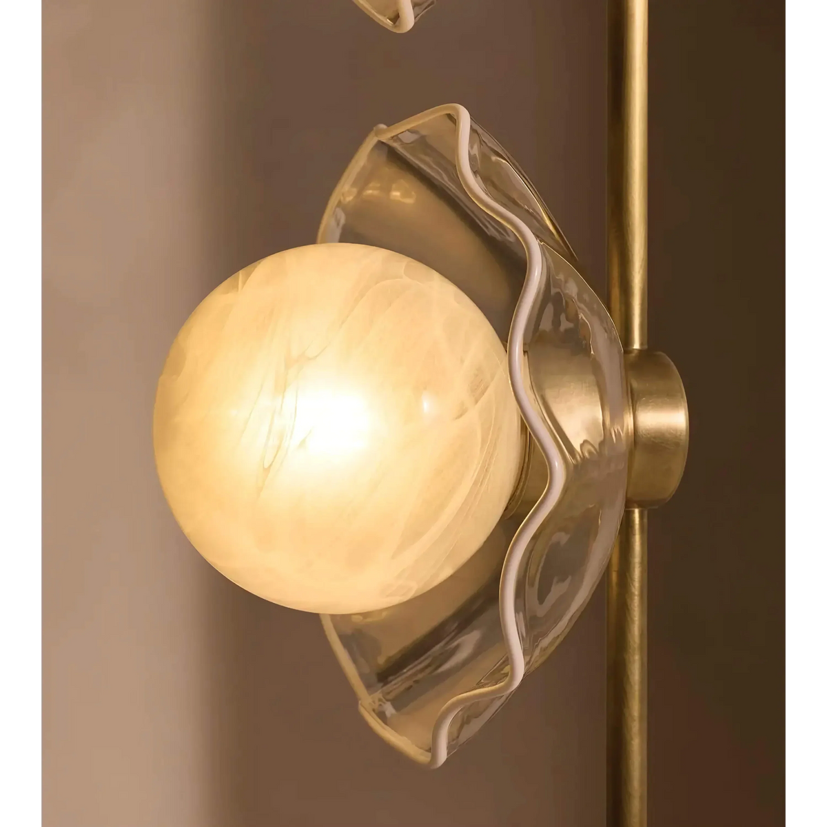 Brass & Marble Floor Lamp | Veined Stone Base Glass-diffuser 155cm Art Deco Living Room Casalolalights Luxury Lamps