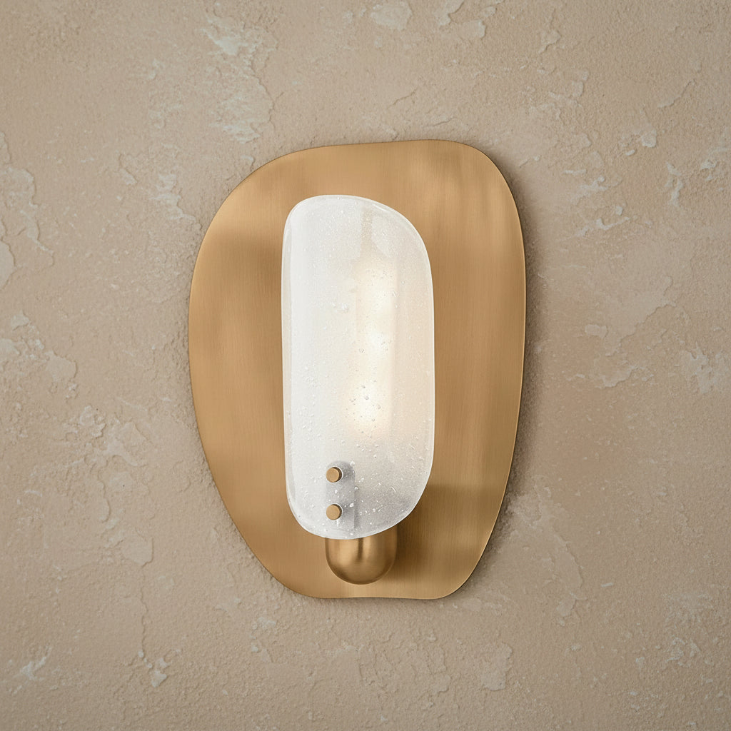 Brass and Glass Wall Sconce – Casalola Organic Backplate Light for Bedroom & Hallway