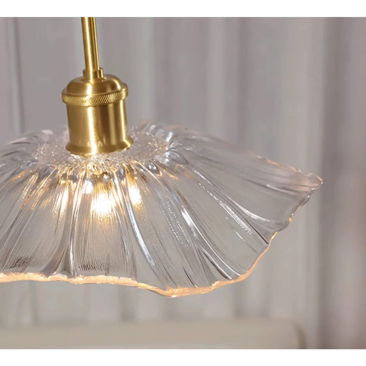 Glass Flower Semi Flush Mount Ceiling Light for Bedroom or Hallway | Brass 12 Inch Hand Formed Shade Casalola Lights