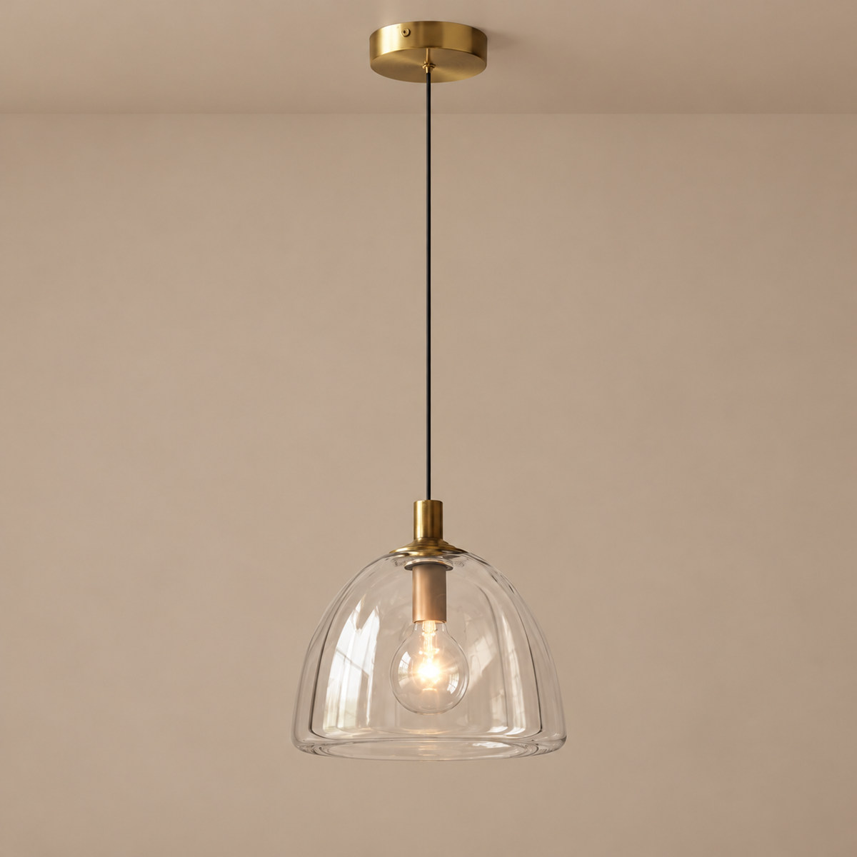 Modern Pendant Light - Clear Glass & Brass Casalola Lights Luxury Lamps for Interior Designers