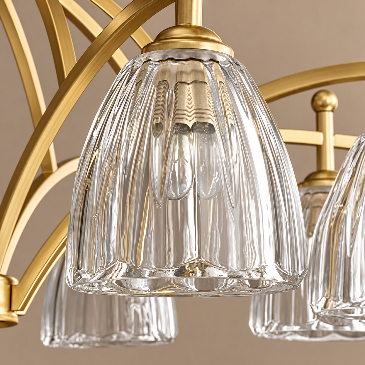 Semi Flush Mount Ceiling Light - Brass & Fluted Glass Casalola Lights Luxury Lamps for Interior Designers