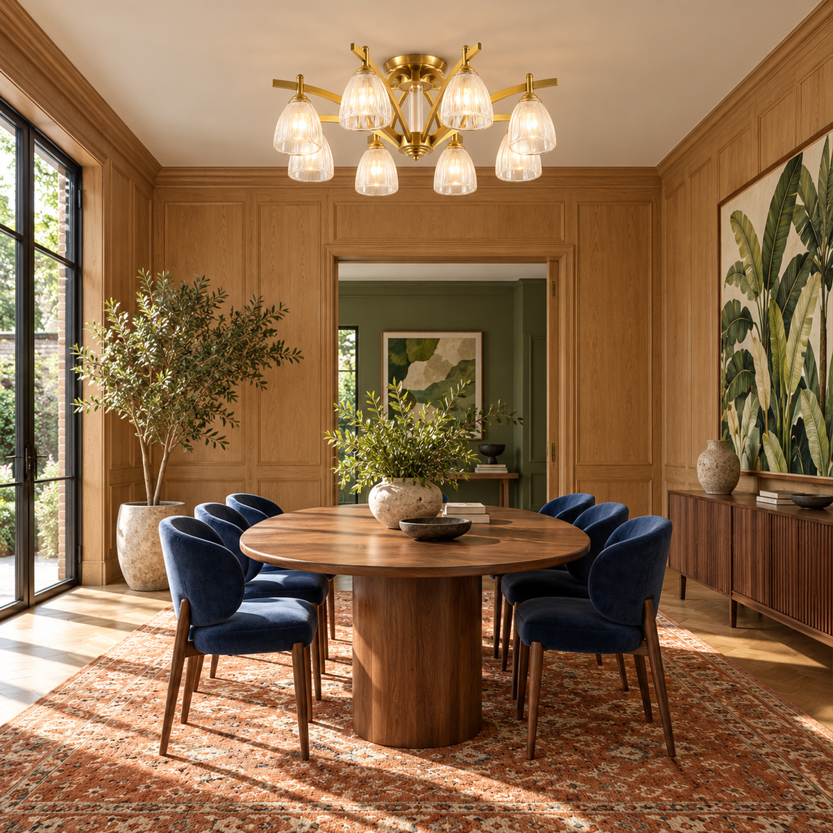 Semi Flush Mount Ceiling Light - Brass & Fluted Glass Casalola Lights Luxury Lamps for Interior Designers