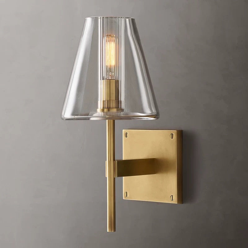 Brass Wall Sconce – Clear Glass E14 Bedside & Bathroom Vanity Light