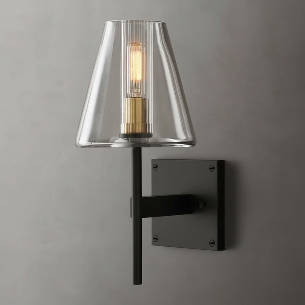 Brass Wall Sconce – Clear Glass E14 Bedside & Bathroom Vanity Light