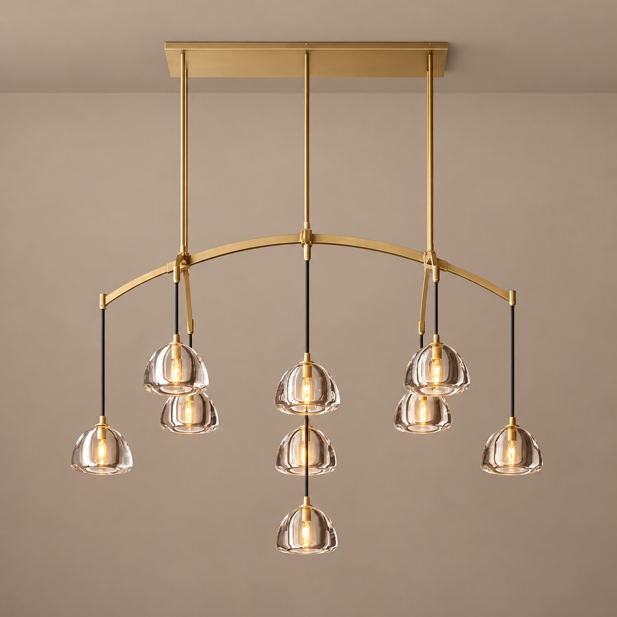 Linear Chandelier - Hand-blown Glass Drops Casalola Lights Luxury Lamps for Interior Designers