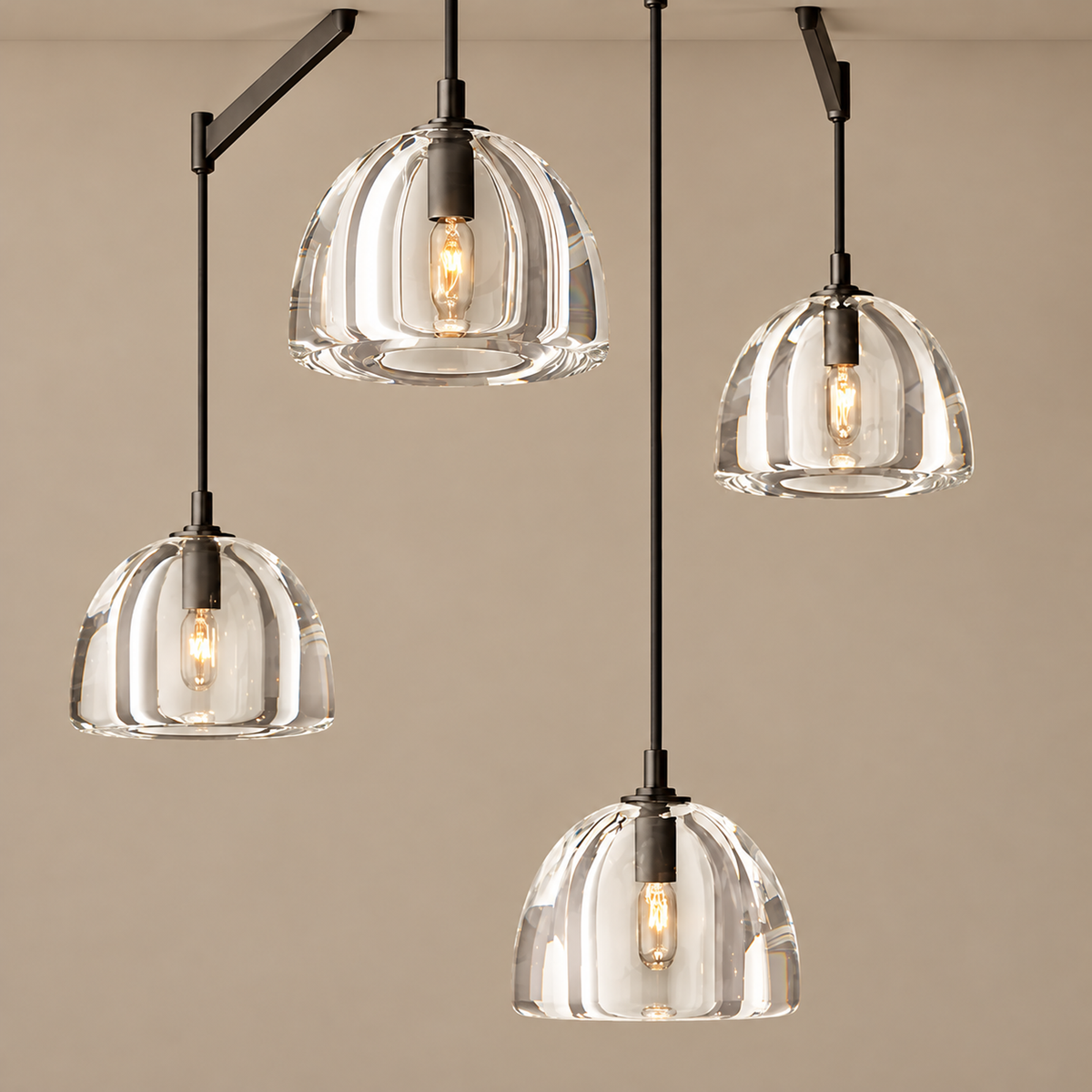 Linear Chandelier - Hand-blown Glass Drops Casalola Lights Luxury Lamps for Interior Designers