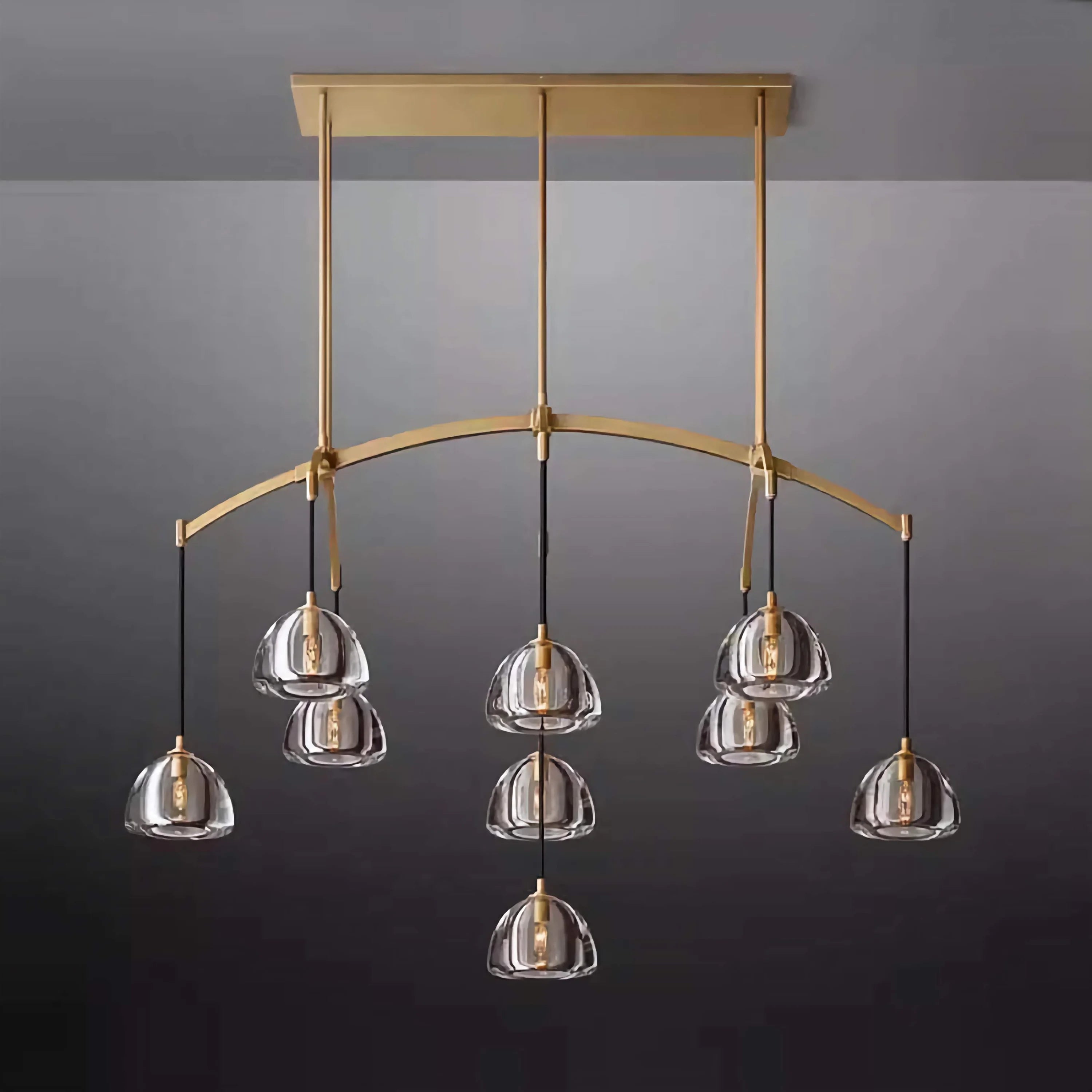 Brass Linear Glass Chandelier | Casalola Art Deco Pendant Light