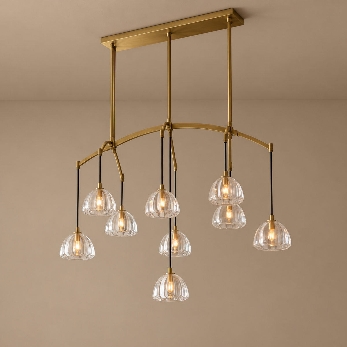 Linear Chandelier - Hand-blown Glass Drops Casalola Lights Luxury Lamps for Interior Designers