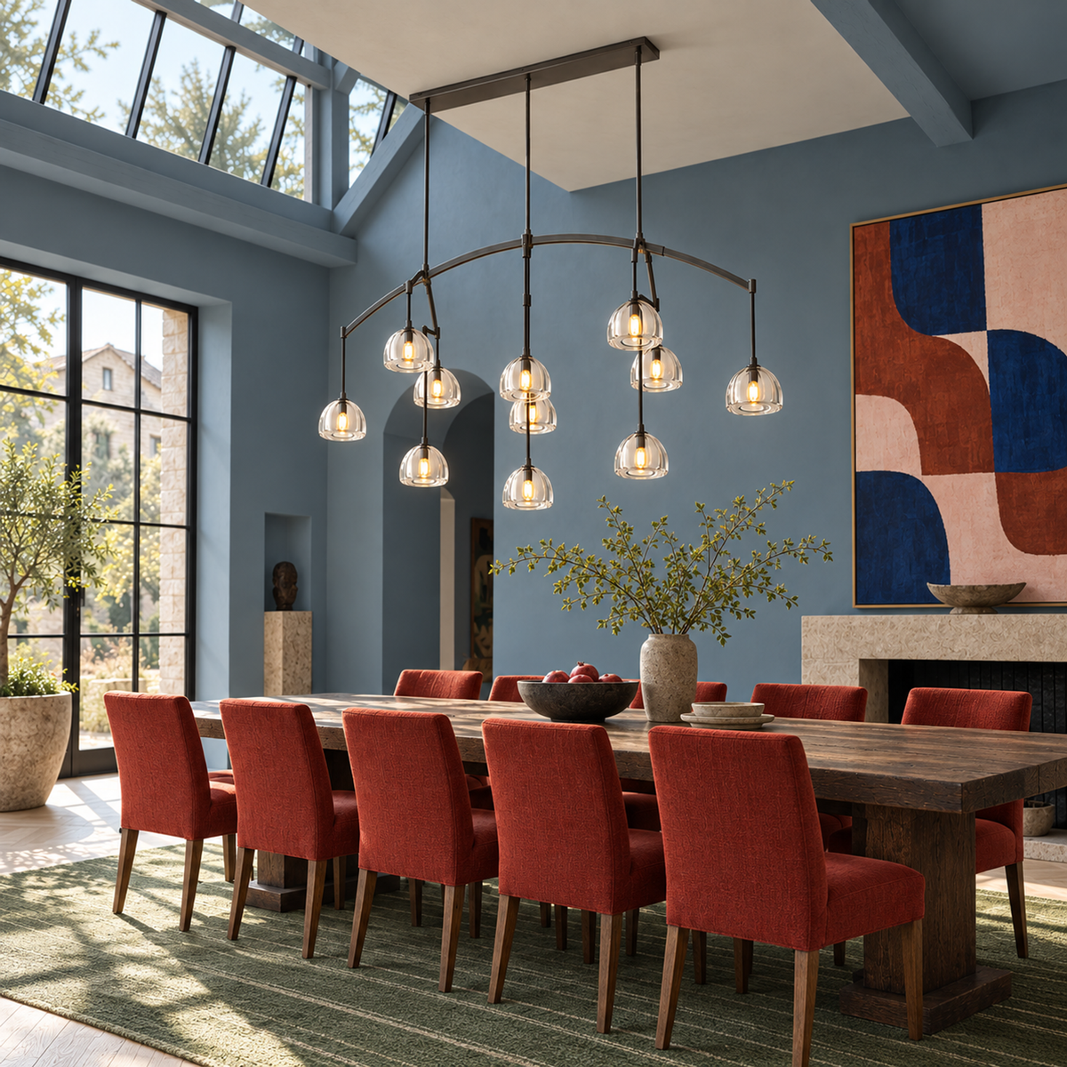 Linear Chandelier - Hand-blown Glass Drops Casalola Lights Luxury Lamps for Interior Designers