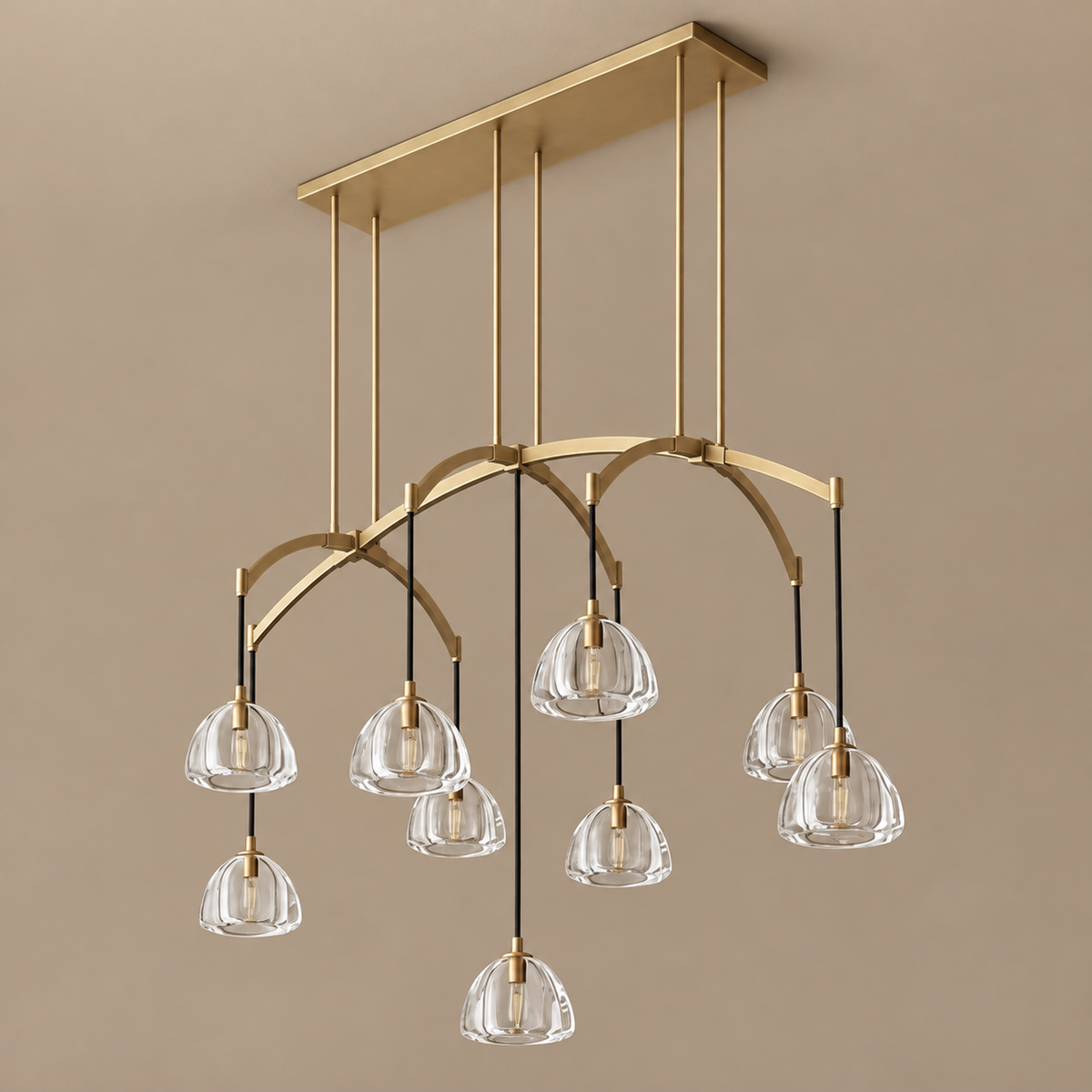 Linear Chandelier - Hand-blown Glass Drops Casalola Lights Luxury Lamps for Interior Designers