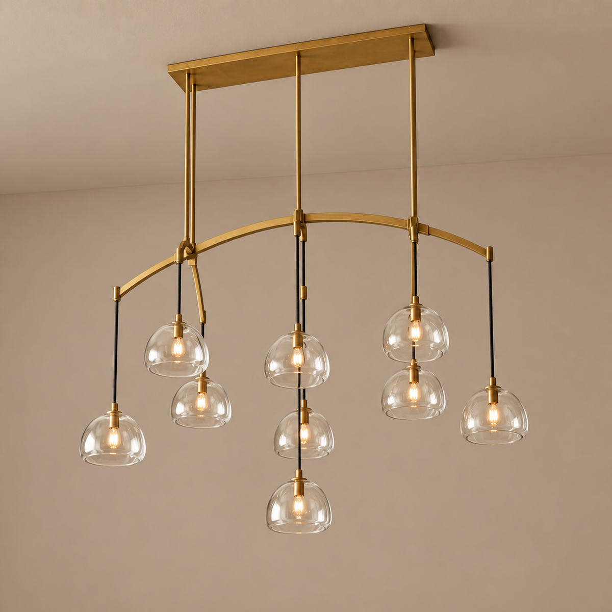 Linear Chandelier - Hand-blown Glass Drops Casalola Lights Luxury Lamps for Interior Designers
