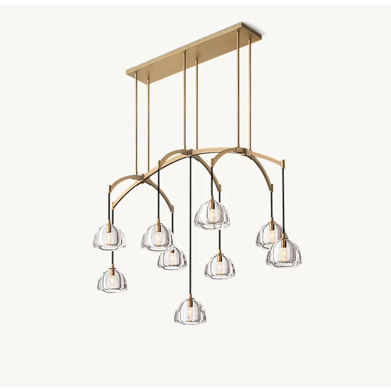Brass Linear Glass Chandelier | Casalola Art Deco Pendant Light
